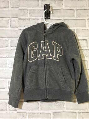4/$20 GAP Charcoal Gray Hooded Zip Sweatshirt with Logo kids